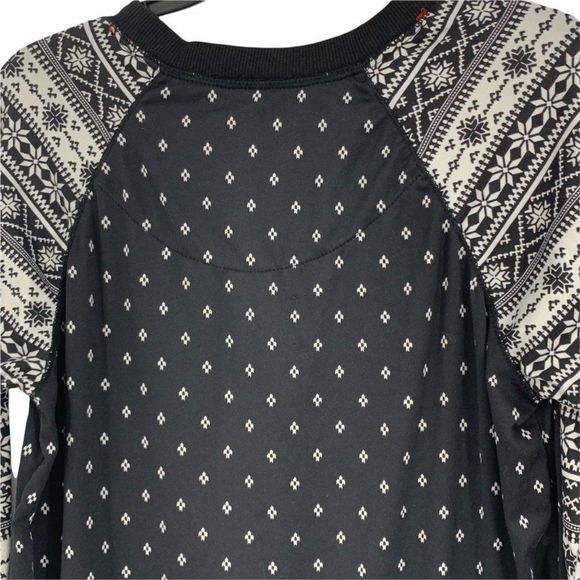 Womans Sleep Top 9975 Secret Treatures Sz S 4-6 Nordic Snowflake Raglan Black - Picture 4 of 5